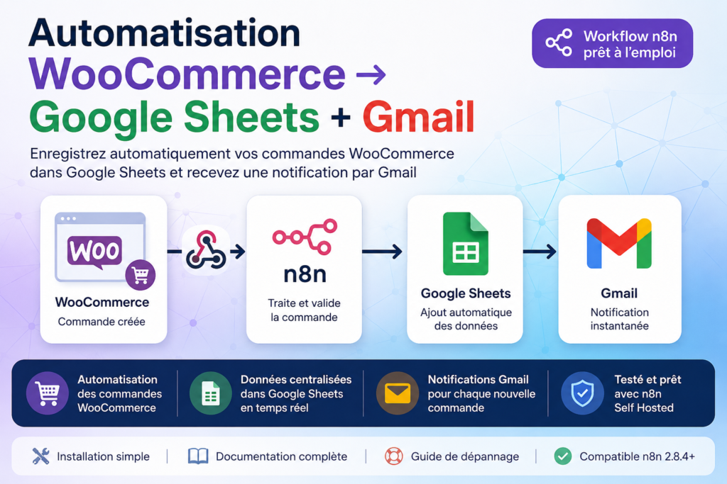 Workflow n8n WooCommerce vers Google Sheets et Gmail