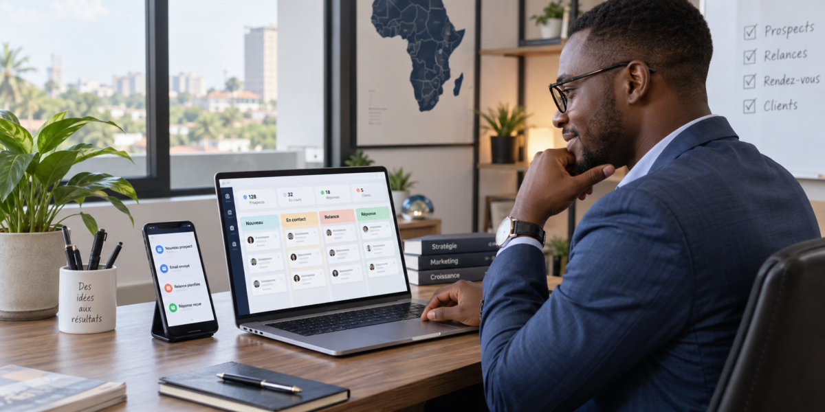 Entrepreneur utilisant une automatisation pour relancer ses prospects